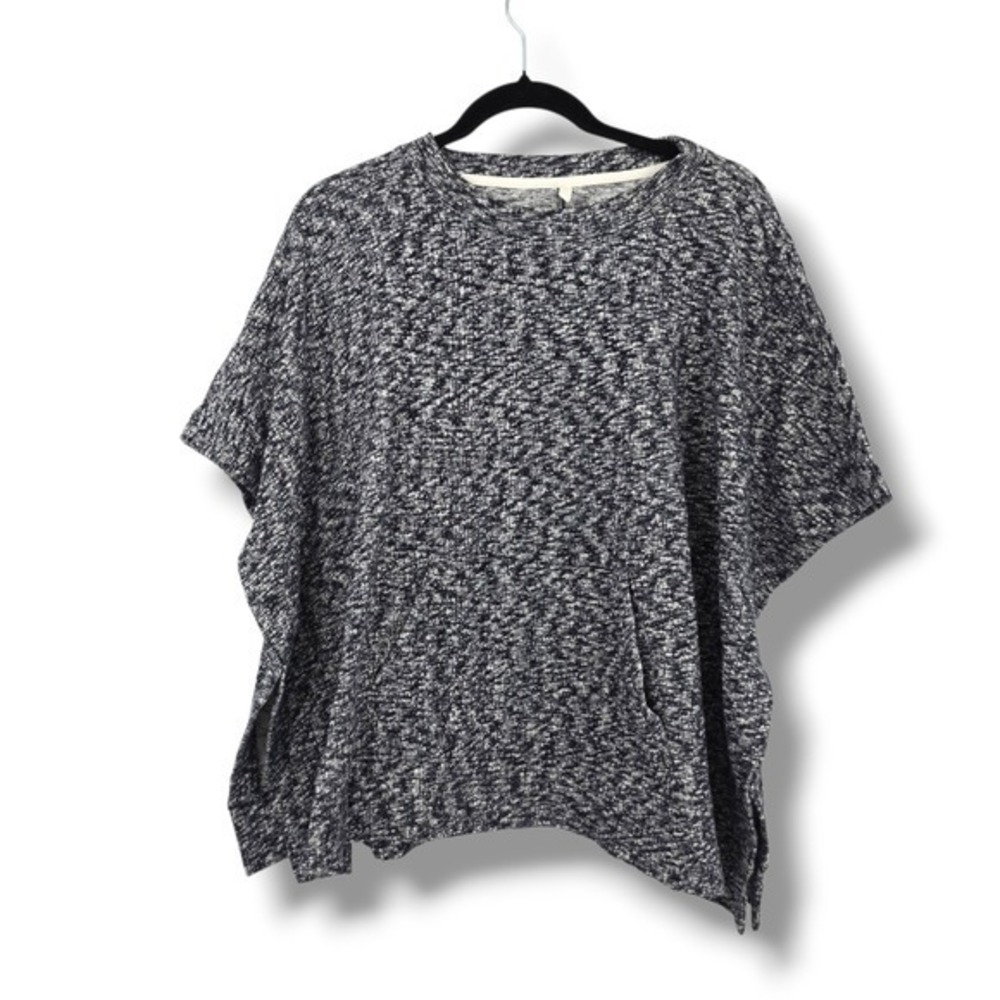 Lou & Grey for LOFT Black & White Poncho Top XS/S Short Sleeve Pullover